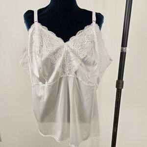 Dixie Belle Vintage Camisole Top Adjustable Straps White Made in USA Nylon 1X 2X